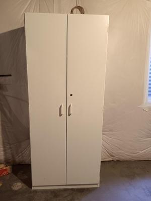 White Two door locking cabinet - Pantry - with keys