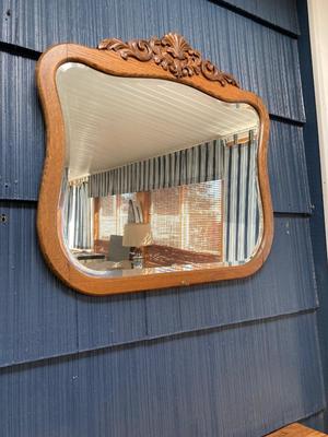 LOT 72S: Vintage / Antique Oak Dresser and Decorative Mirror