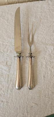Sterling silver handled carving knife and fork