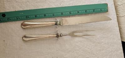 Sterling silver handled carving knife and fork