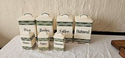 Antique Viktoria kitchen canisters ceramic Made in Germany