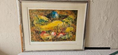 Signed and numbered lithograph print frame is 24" x 30" Artist "Hoi"