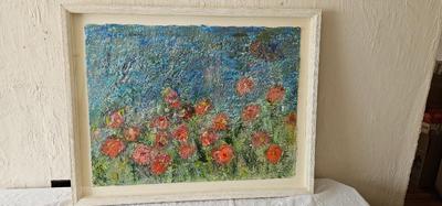Bascha Mon "Poppy Fields/ Heroin Dreams" Encaustic and collage on paper