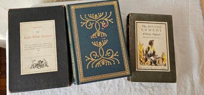 3 Antique book lot Dante Divine Comedy, Essays Ralph Waldo Emerson, Complete Stories Edgar Allen Poe