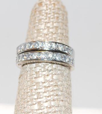 Size 6 Â¾ Set of 2 Matching Rings with 11 Clear Stones Each (5.6g)