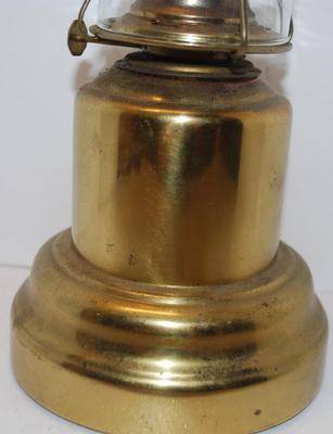 Brass-Style Base Oil Lamp with Flowery Design Chimney & Wick 15" Tall