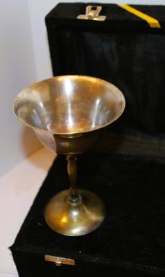 Vintage Pair of Goblets In Black Hinged Case 10" x 7 1/2" x 4 1/4"