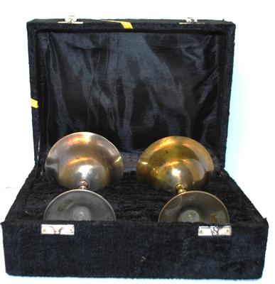 Vintage Pair of Goblets In Black Hinged Case 10" x 7 1/2" x 4 1/4"