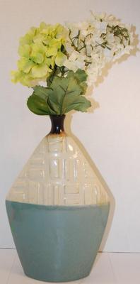 Large Ceramic Two-Toned Vase 13" H