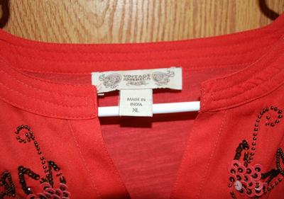 "Vintage America" Brand Red Top - Made in India - Size: XL