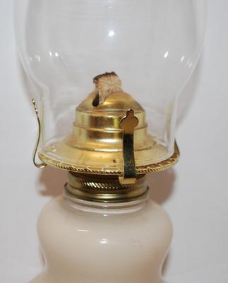 Flowered Ceramic Oil Lamp with Chimney & Wick 17" H