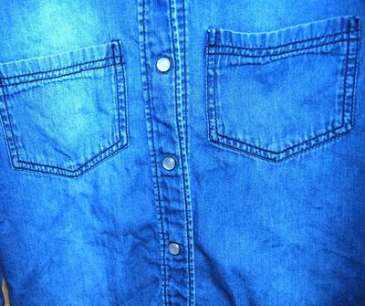 "Love, Peace, Happiness MUDD" Brand Western Style Denim Shirt with Pearl Syle Studded Snaps Size: XS