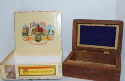 "1891" Handkerchiefs "Cigar" Box & Brown All Wood Box