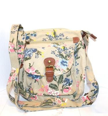 Flowered Canvas Style Purse 10" x 9"