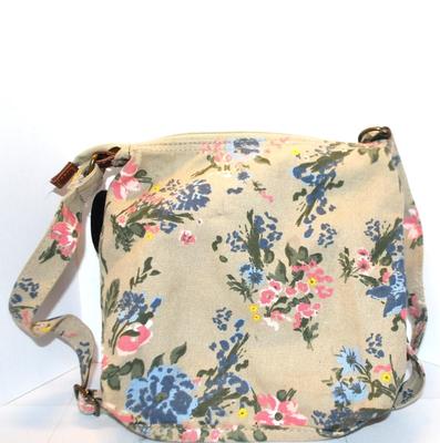 Flowered Canvas Style Purse 10" x 9"