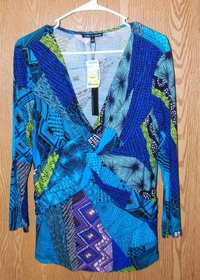 "Cable & Gauge" Assorted Blues Top - Size: Womens XL