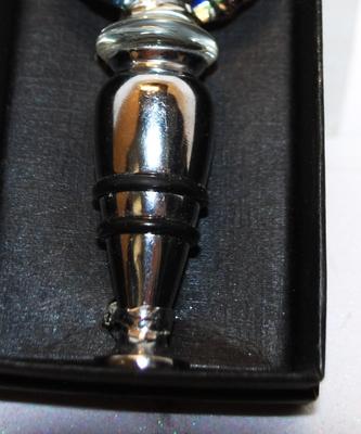 Colorful Greens Mother-Of-Pearl Enamel Style Bottle Stopper 4" H