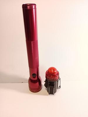 Working Red metal Maglite with red distress marker light