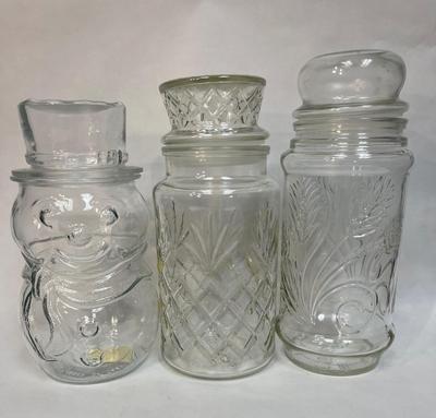 Vintage Peanut / Candy Glass Canister Jars