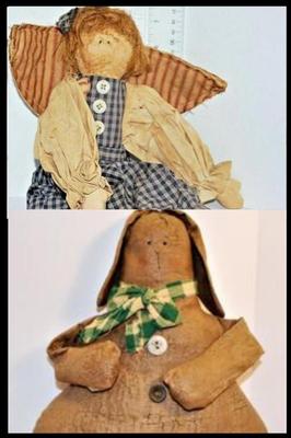 2 Dolls - Vintage "Lumpy" Doll 12" H & Soft Face Eclectic "Angel" Doll