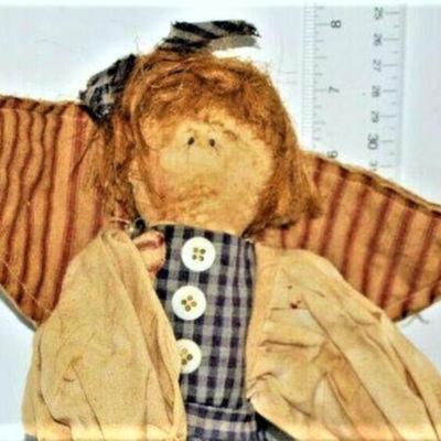 2 Dolls - Vintage "Lumpy" Doll 12" H & Soft Face Eclectic "Angel" Doll