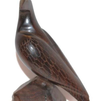 2 "Asian Style" Wood Statues - 11" & 8" H & Toucan Style Wood Bird 12" H x 5" W & All Solid...
