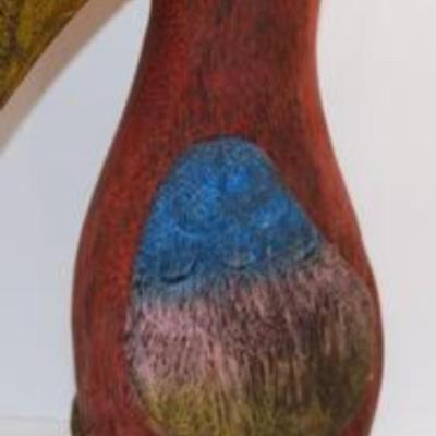 2 "Asian Style" Wood Statues - 11" & 8" H & Toucan Style Wood Bird 12" H x 5" W & All Solid...