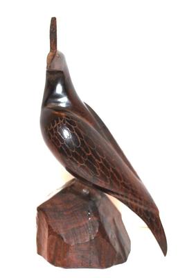 2 "Asian Style" Wood Statues - 11" & 8" H & Toucan Style Wood Bird 12" H x 5" W & All Solid...