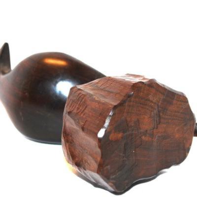 2 "Asian Style" Wood Statues - 11" & 8" H & Toucan Style Wood Bird 12" H x 5" W & All Solid...