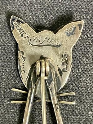 Sterling Silver 925 Cat Pin Brooch Mexico