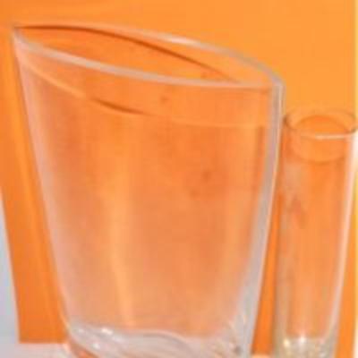 All Glass Vases 2 Pcs. & Large Vegetable Designed Cups Set of 2 & Monkey On Your Back Ceramic - Total 5 Pcs.