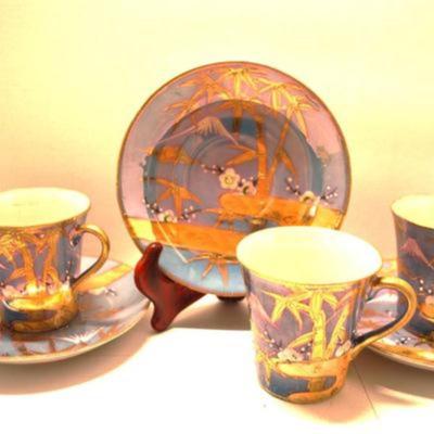 "Star" Raised Designed Dark Blue Plate 11 1/2" Circ. & All Occasion and Colorful Cake Plate & "Bamboo Jungle...