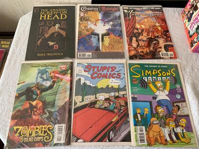 Comics Lot of 6 The Simpsons, Stupid Comics, Screw on Head, Crossing Midnight, & more
