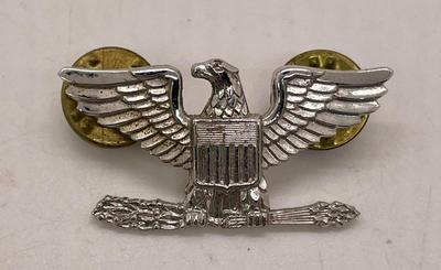 US Army WWII Colonel Rank Eagle Pin Sterling Silver