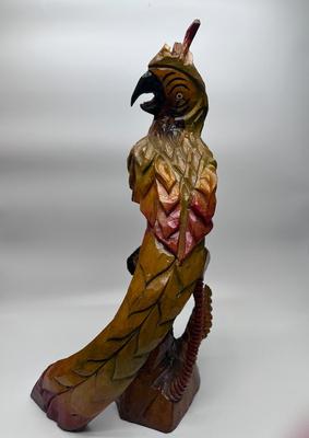 Large Carved Wood Parrot