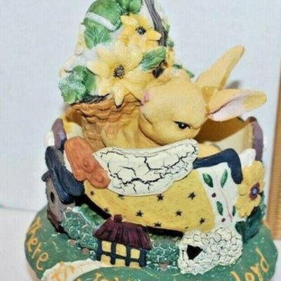 EASTER - Bunny Planter AND Bunny Figure Combination-- "Joy in the Lord & "Springy" Green and Yellow Display Decorations
