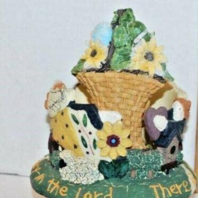 EASTER - Bunny Planter AND Bunny Figure Combination-- "Joy in the Lord & "Springy" Green and Yellow Display Decorations