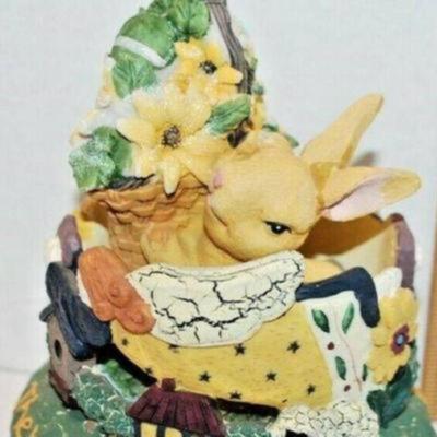 EASTER - Bunny Planter AND Bunny Figure Combination-- "Joy in the Lord & "Springy" Green and Yellow Display Decorations