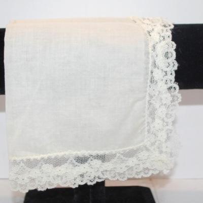 Large Embroidered Tote Bags with Black Straps 16" x 13" Set of 2 & Vintage Classic Lace Handkerchief 10" x 10"