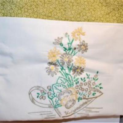 Large Embroidered Tote Bags with Black Straps 16" x 13" Set of 2 & Vintage Classic Lace Handkerchief 10" x 10"