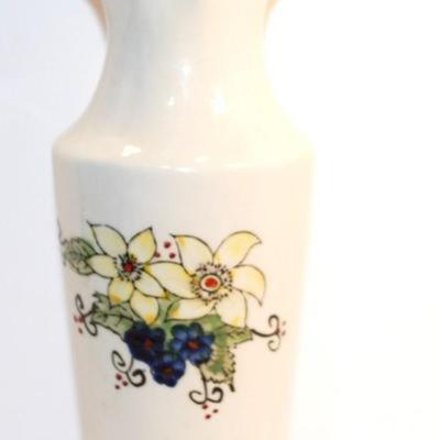 Tulip Glass Vase with Box 7" H & Flowered Vase with a Blue Ring Scalloped Top 10" H