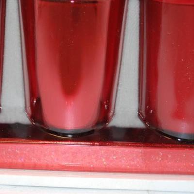 Williamsburg Stieff Pewter Mug 5" H x # 3 1/2" Circ. #CW155-13 & All Occasion Red Glasses Set with Tray and Box 5 - Total...