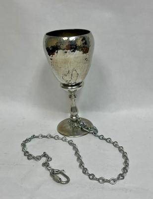 Gag Gift - Silver plated wine glass with chain & lock attached to guard your drink
