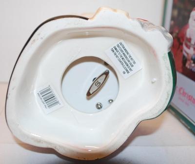 "Mr. Christmas" Animated Porcelain Music Box - Plays "Jingle Bells" 8" H