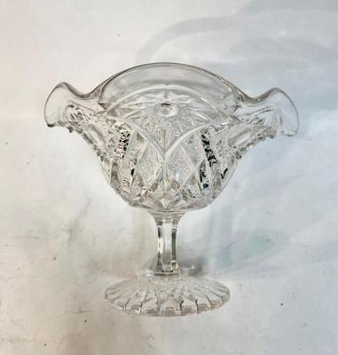 Vintage Pressed Glass Pedestal Candy Dish