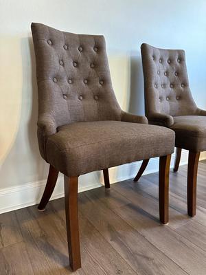 Two Tufted Upholstered Wingback Chairs (2)