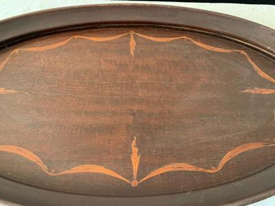 vintage inlaid wood tray 13" x 24"