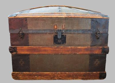 antique camelback steamer trunk