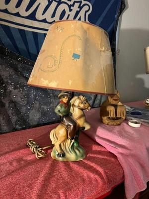Vintage Chalkware Cowboy Lamp $40