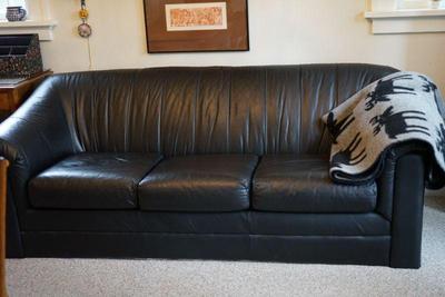 dark blue leather sofa 